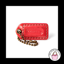 Load image into Gallery viewer, 1.5" COACH Pink Patent LEATHER Antique Brass Key Fob Bag Charm Keychain Hang Tag
