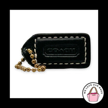 Load image into Gallery viewer, COACH Y2K VINTAGE Hang Tag 1.5" Black Leather Bag Charm Keychain Fob Brass Small