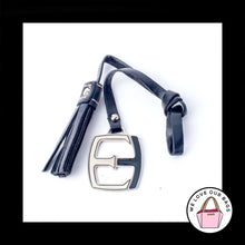 Load image into Gallery viewer, ELLEN TRACY Black Leather TASSEL Strap Nickel Fob Bag Charm Keychain Hang Tag