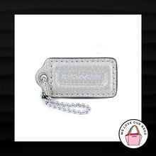 Load image into Gallery viewer, 2" Medium COACH GRAY SILVER LEATHER NICKEL KEY FOB BAG CHARM KEYCHAIN HANG TAG