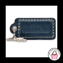 Load image into Gallery viewer, COACH HANG TAG 2" Blue Smooth Leather Bag Charm Keychain Fob Nickel Medium