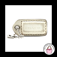 Load image into Gallery viewer, 1.5" VINTAGE COACH White & Saddle Leather Nickel Fob Bag Charm Keychain Hang Tag