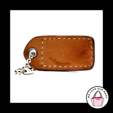 Load image into Gallery viewer, 1.5" VINTAGE COACH White & Saddle Leather Nickel Fob Bag Charm Keychain Hang Tag