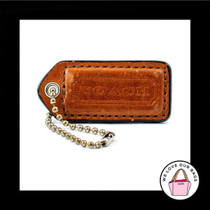2" Medium COACH Walnut Brown LEATHER Brass Key Fob Bag Charm Keychain Hang Tag