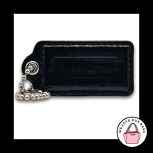 Load image into Gallery viewer, COACH HANG TAG Bag Charm Keychain Fob Black Patent Leather Nickel 2.5" Large