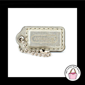 1.5" Small COACH Silver LEATHER Nickel Key Fob Bag Charm Keychain Hang Tag