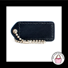 Load image into Gallery viewer, 2&quot; Medium COACH Blue SUEDE Black LEATHER Nickel Fob Bag Charm Keychain Hang Tag
