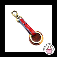 Load image into Gallery viewer, New BARR BARR Red LEATHER Strap Tiger Eye Brass Fob Bag Charm Keychain Hang Tag