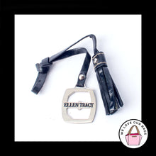 Load image into Gallery viewer, ELLEN TRACY Black Leather TASSEL Strap Nickel Fob Bag Charm Keychain Hang Tag