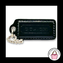 Load image into Gallery viewer, COACH HANG TAG 2.25" Bag Charm Keychain Fob Black Patent Leather Nickel Large