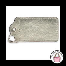 Load image into Gallery viewer, Huge 3.5" COACH STRIPE HANGTAG Black Patent Silver Leather Bag Charm Keychain
