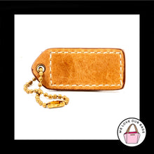 Load image into Gallery viewer, 2&quot; Medium COACH Brown Suede LEATHER Brass Key Fob Bag Charm Keychain Hang Tag
