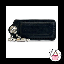 Load image into Gallery viewer, COACH HANG TAG 2.25" Black Smooth Leather Bag Charm Keychain Fob Nickel Large