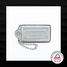 Load image into Gallery viewer, 2.5" Large COACH METALLIC SILVER LEATHER NICKEL FOB BAG CHARM KEYCHAIN HANG TAG