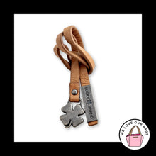 Load image into Gallery viewer, LUCKY BRAND Gunmetal Gray Brown Leather Tassel Bag Charm Hang Tag Keychain Fob