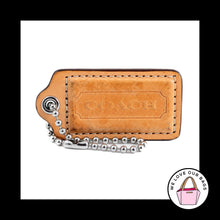 Load image into Gallery viewer, 2.5" Large COACH SADDLE BROWN Leather Nickel Key Fob Bag Charm Keychain Hang Tag