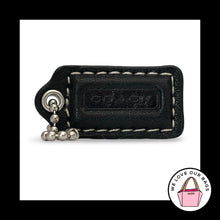 Load image into Gallery viewer, COACH HANG TAG 1.5" Black Smooth Leather Nickel Bag Charm Keychain Fob Small