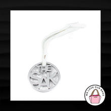 Load image into Gallery viewer, THE SAK SILVER CUTOUT WHITE LEATHER LOOP STRAP FOB BAG CHARM KEYCHAIN HANG TAG
