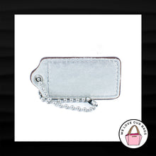 Load image into Gallery viewer, 2.5" Large COACH SILVER METALLIC LEATHER NICKEL FOB BAG CHARM KEYCHAIN HANGTAG