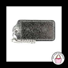 Load image into Gallery viewer, 2.5" Large COACH Dark Silver Crackle Leather Key Fob Bag Charm Keychain Hang Tag