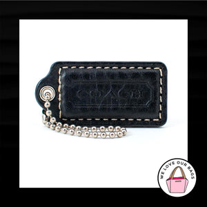 2" Medium COACH BLACK LEATHER Nickel Key Fob Bag Charm Keychain Hang Tag