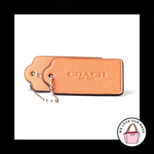 Load image into Gallery viewer, COACH NEW YORK 2 pc LOT SALMON ORANGE LEATHER FOB BAG CHARM KEYCHAIN HANG TAG
