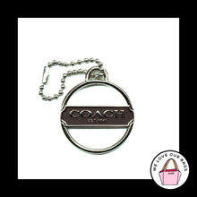 Load image into Gallery viewer, COACH Round BROWN Enamel SILVER Nickel Metal Key Fob Bag Charm Keychain Hang Tag