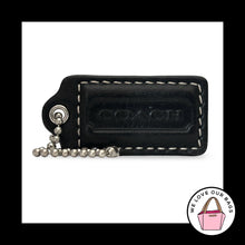 Load image into Gallery viewer, COACH HANG TAG 2" Black Leather Bag Charm Keychain Fob Nickel Medium