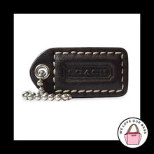 Load image into Gallery viewer, COACH Y2K VINTAGE Hang Tag 1.5" Black Leather Bag Charm Keychain Fob Small