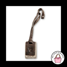 Load image into Gallery viewer, FRYE Silver Nickel Metal Brown Leather Strap Loop Bag Charm Hang Tag Keychain Fob