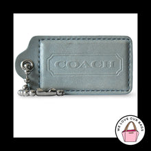 Load image into Gallery viewer, XL Huge COACH HANG TAG 3" Blue Smooth Leather Nickel Bag Charm Keychain Fob