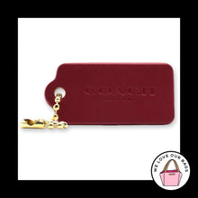 Load image into Gallery viewer, COACH NEW YORK Hang Tag 1.75" Dark Pink Brass Key Fob Bag Charm Keychain Leather