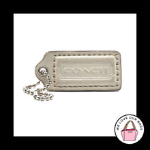 Load image into Gallery viewer, 2" Medium COACH Chalk White Gold Leather Nickel Fob Bag Charm Keychain Hang Tag