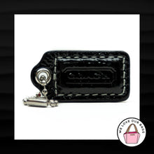 Load image into Gallery viewer, COACH HANG TAG 1.5" Bag Charm Keychain Fob Black Patent Leather Nickel Small