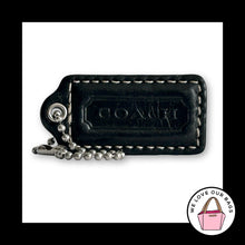 Load image into Gallery viewer, COACH HANG TAG 2" Black Leather Bag Charm Keychain Fob Nickel Medium