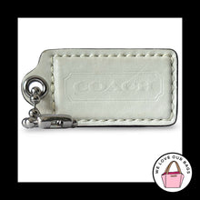 Load image into Gallery viewer, XL Huge COACH HANGTAG 3" Bone Chalk White Leather Nickel Bag Charm Keychain Fob