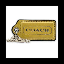 Load image into Gallery viewer, Rare COACH HANG TAG 2" Yellow Bag Charm Keychain Fob Leather Nickel Medium