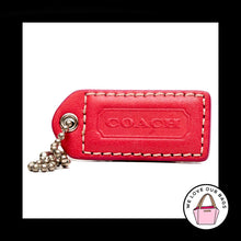 Load image into Gallery viewer, 2" VINTAGE COACH Pink & White Leather Nickel Key Fob Bag Charm Keychain Hang Tag