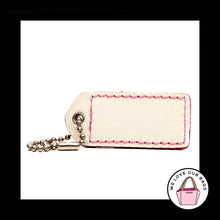 Load image into Gallery viewer, 2" VINTAGE COACH Pink & White Leather Nickel Key Fob Bag Charm Keychain Hang Tag