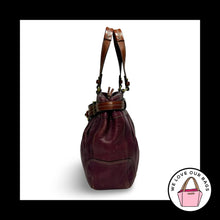Load image into Gallery viewer, Y2K COACH HAMPTON CARRYALL Purple Bordeaux Leather Pleated Belt Tote Bag 12476