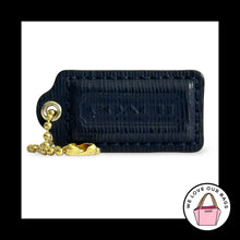 Load image into Gallery viewer, COACH HANG TAG 2" Navy Blue Texture Leather Bag Charm Keychain Fob Brass Medium