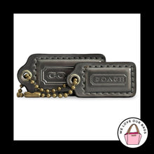Load image into Gallery viewer, 2 pc LOT COACH HANG TAG Platinum Silver Patent Leather Bag Charm Keychain Brass