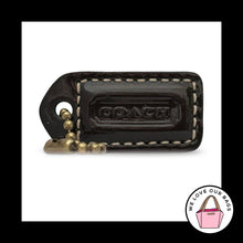 Load image into Gallery viewer, COACH Y2K VINTAGE Hang Tag 1.5" Brown Patent Leather Antique Brass Bag Charm Fob