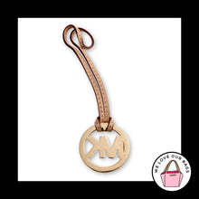 Load image into Gallery viewer, MICHAEL KORS Gold Brass Tan Nude Leather Strap Bag Charm Hang Tag Keychain Fob