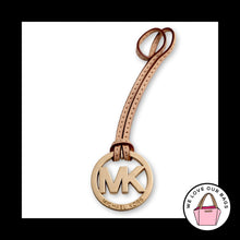 Load image into Gallery viewer, MICHAEL KORS Gold Brass Tan Nude Leather Strap Bag Charm Hang Tag Keychain Fob