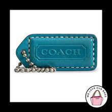 Load image into Gallery viewer, COACH Y2K VINTAGE Hang Tag 2" Blue & Brown Saddle Leather Bag Charm Keychain Fob
