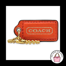 Load image into Gallery viewer, Rare COACH HANG TAG 2" Orange Gold Leather Bag Charm Keychain Fob Brass Medium