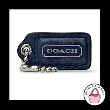 Load image into Gallery viewer, Rare COACH HANG TAG 1.5" Blue Silver Leather Nickel Small Bag Charm Keychain Fob