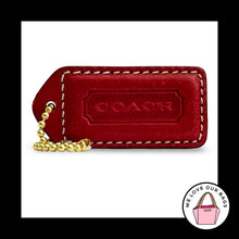 Load image into Gallery viewer, COACH Y2K VINTAGE Hang Tag 2" Red Leather Bag Charm Keychain Fob Brass Medium
