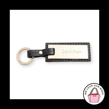 Load image into Gallery viewer, CALVIN KLEIN Keychain Light Gold Metal Brown Leather Bag Charm Hang Tag Fob